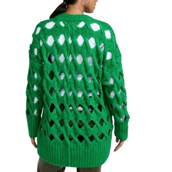 Pistola Darya Sweater Green Size Medium Cutout Details Open Knit - Picture 2 of 7
